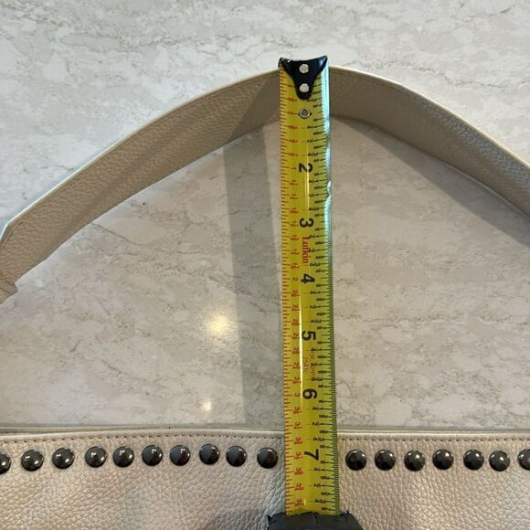 Stunning Laggo “Reed Ivory” Pebbled Leather Studded Hobo Bag - Picture 7 of 13